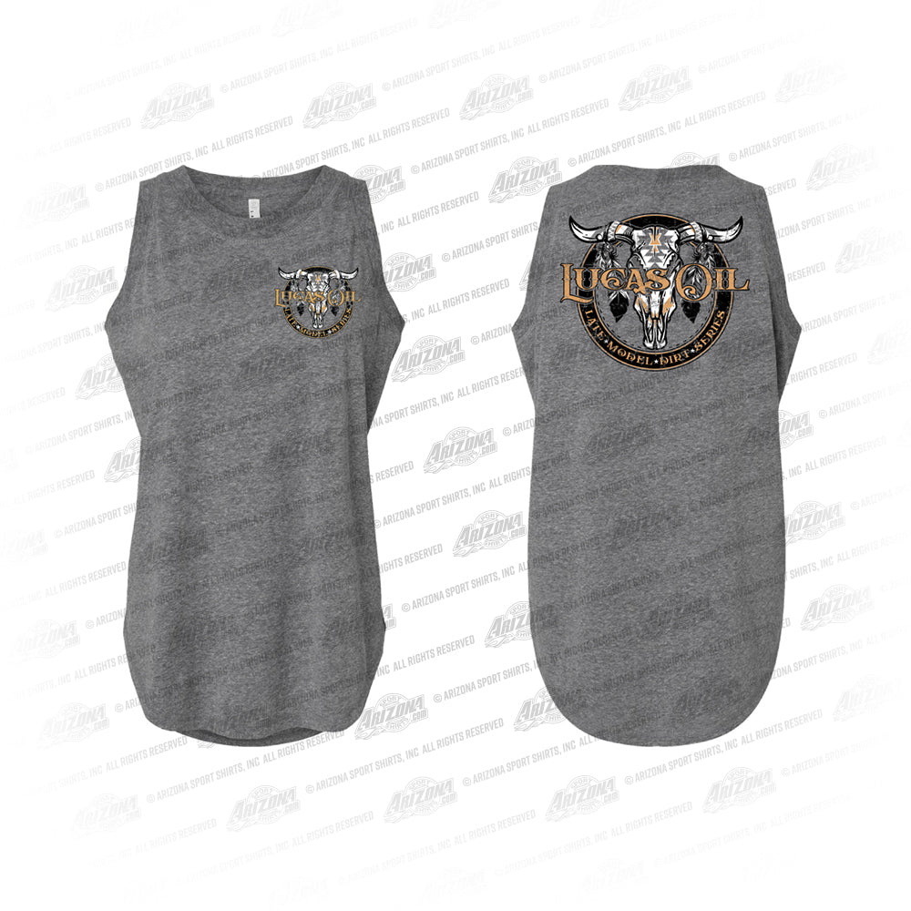 Lucas Cow Skull Ladies Tank Top