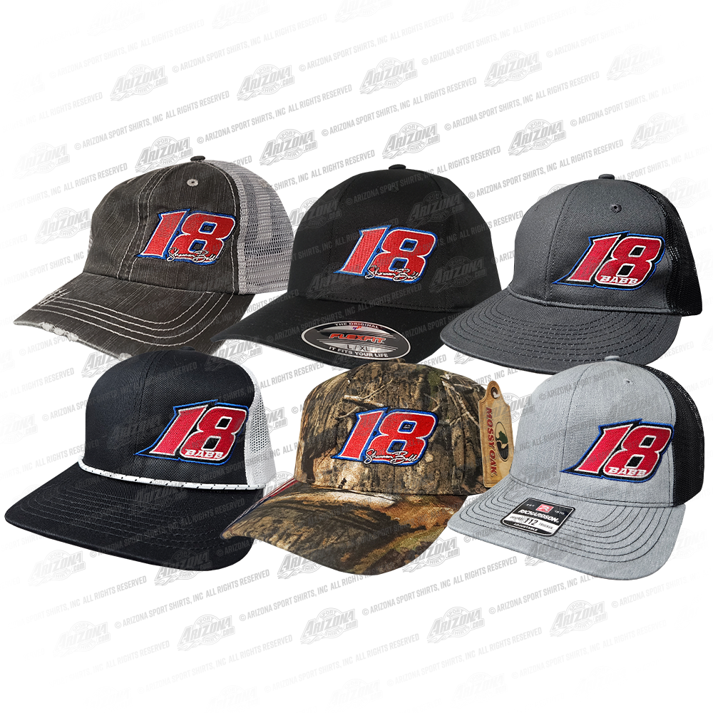 dranic fishing pole and nats hat stack SBB Red #18 Royal Outline Caps